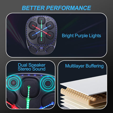 Upgraded Smart Music Boxing Machine for Adults and Kids, 6+2 Punching and 9 Mode