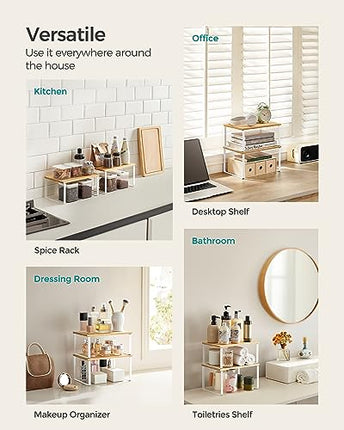 SONGMICS Cabinet Organizer Shelf, Set of 2 Kitchen Counter Shelves, Kitchen Stor