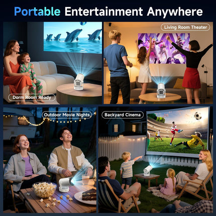 Kimwood Projector with Upgraded HiFi Speaker, [Built-in Apps] 1080P Mini Portabl