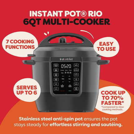 Instant Pot RIO 6 Qt 7-in-1 Electric Multi-Cooker: Pressure, Slow & Rice Cooker plus Steamer, 13 Smart Programs