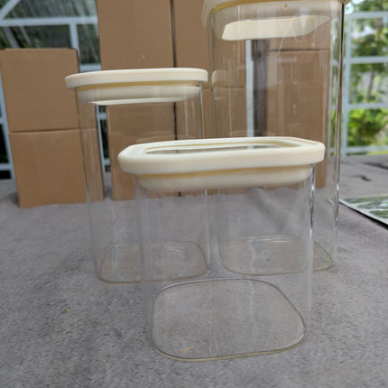 CozNido 12pcs Square Pantry Glass Jars with Clear Airtight Lids Kitchen Canister