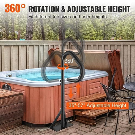 VEVOR Hot Tub Handrail, 360 Rotatable Spa Side Handrail with 35"-57" Adjustable