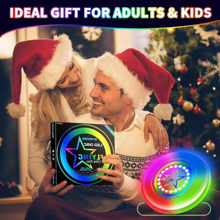 LED Light Up Flying Disc Toys for Kids Adults, Rechargeable, 175g 4 Brightness,