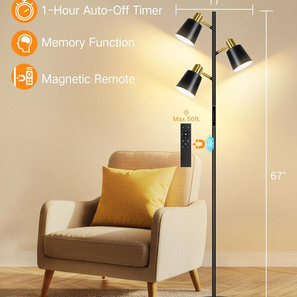 OUTON LED Tree Floor Lamp, Modern Dimmable Standing Lamp with Remote & Touch Con