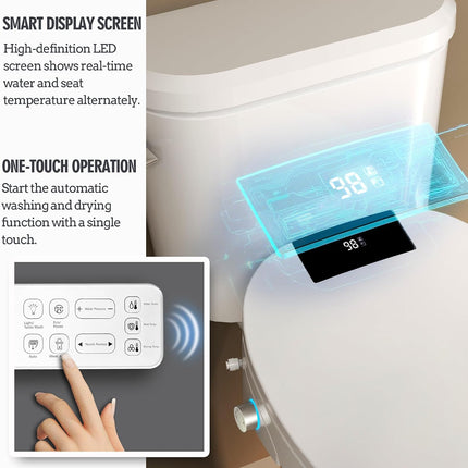 WLJBIDET O80KR Round Bidet Toilet Seat with Warm Water Wash & Air Drying, Heated Seat, Remote & Nightlight