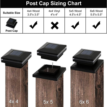 Viewsun 6 Pack Solar Post Lights, Outdoor Fence Post Cap Light Solar Powered Cap