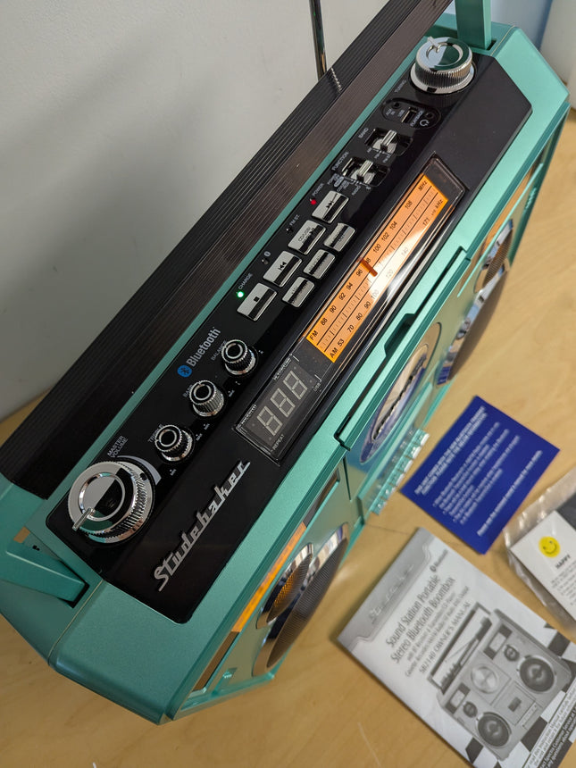 Studebaker Sound Station Portable Stereo Boombox with Bluetooth/CD/AM-FM Radio/C