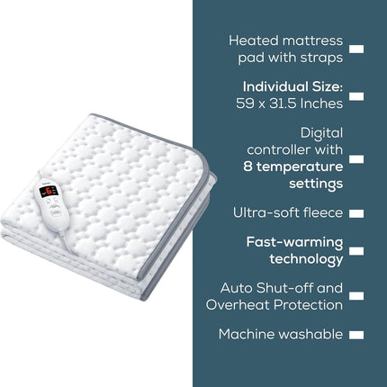 Beurer UWB55 Heated Underblanket with 8 Temperature Settings & Ultra-Soft Fleece