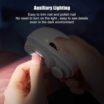 WHITE Automatic Electric Nail Clipper with Polishing,USB Rechargeable Safety Fin