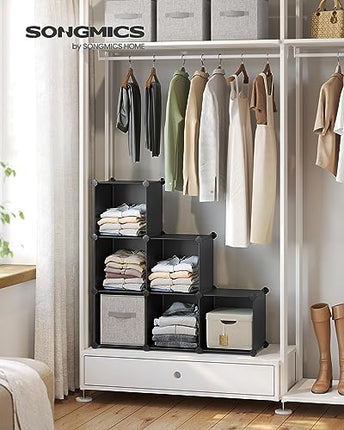 SONGMICS 6 Cube Storage Organizer, DIY Closet Shelf, Plastic Clothes Organizer,