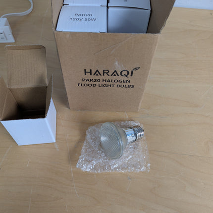 Haraqi 8 Pack PAR20 50W 120V E26 Medium Base Halogen Flood Light Bulbs, Dimmable
