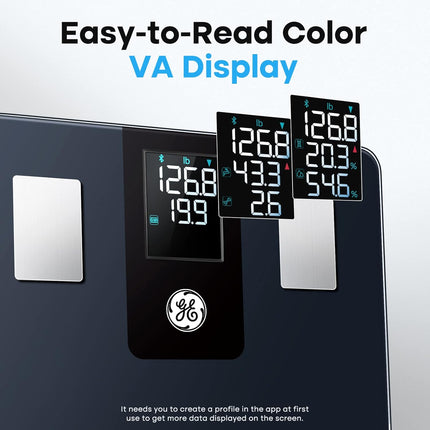 GE Smart Scale for Body Weight Fat Percentage, Digital Bathroom Weight Scales Bl