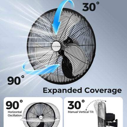 LCVZTECH 20 inch Wall Mount Fan Oscillating, 3-Speed 5500 CFM High Velocity Indu