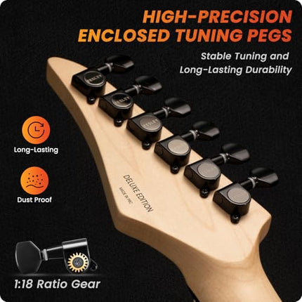 Fesley X 39" Solid Body Electric Guitar:Electric Guitar Kit with Bone Nut, Full