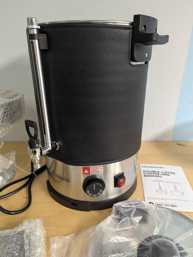Megaflint 100 Cup Commercial Coffee Urn,Stainless Steel &Thermal Sleeve, 15L Lar