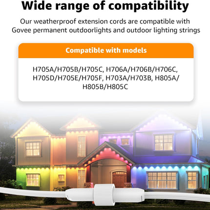 Norward Extension Cable for Govee Permanent Outdoor Lights, IP68 Waterproof Exte