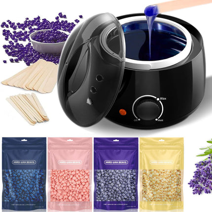 Waxing Kits Wax Melt Warmer: Wax Kit with 4*100g Hard Waxing Beans &30Pcs Waxing