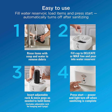 Clorox 2-Tier Electric Steam Sanitizer for Kitchen Utensils, Cleaning Sponges, B