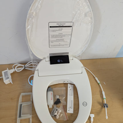 WLJBIDET O80KR Round Bidet Toilet Seat with Warm Water Wash & Air Drying, Heated Seat, Remote & Nightlight