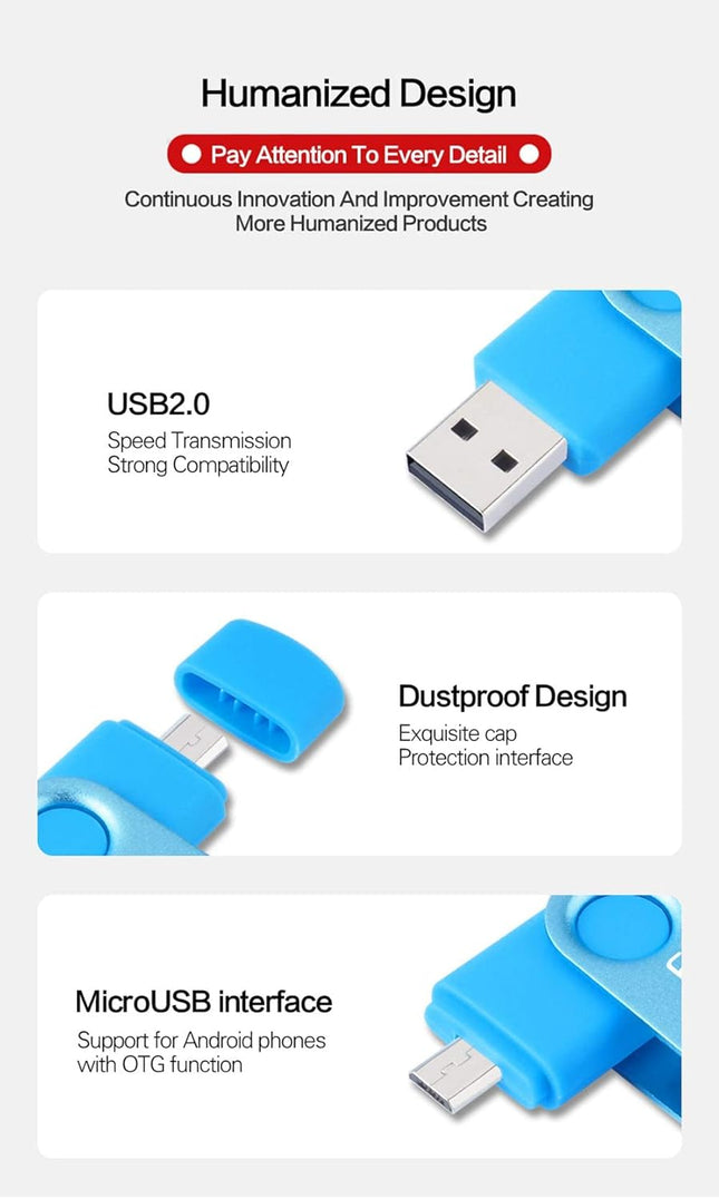 256GB OTG USB Flash Drive WANSENDA Micro USB Photo Stick for Android Devices/PC/