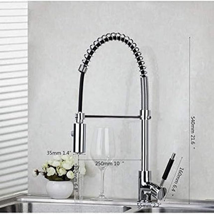 CRJUS Faucet Led Chrome Brass Orb Pull Out Down Rotated Spring Kitchen Basin Swi