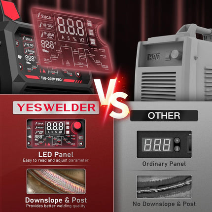 YESWELDER TIG Welder with Pulse 205Amp, Stick/DC TIG/Pulse TIG 3 in 1, 110&220V
