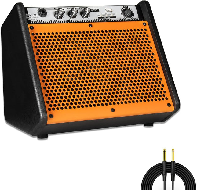 COOLMUSIC 20W Bluetooth Amplifier, 6.5 inch Woofer & 2 inch Tweeter for E-Drums & Keyboards (No Audio Cable)