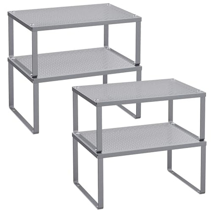 SONGMICS Spice Racks, Set of 4 Metal Cabinet Shelf Organizers, Countertop Organi