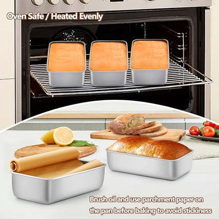 LIANYU 8 Pack 9x5 Inch Loaf Pans for Bread Baking, Stainless Steel Baking Bread
