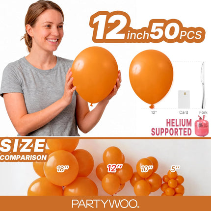 PartyWoo Burnt Orange Balloons 50pcs 12 Inch Terracotta Rust Fall Color Autumn B