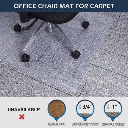 Chair Mat for Carpet, SALLOUS 46" x 60" Office Chair Mat for Carpeted Floors, Ga