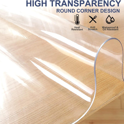 1.5mm Thick 22x42 in Clear PVC Table Cover Protector Waterproof Crystal Vinyl De