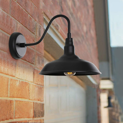 GOALPLUS Black Barn Lights Outdoor for Farmhouse, 10 Inch Dome Exterior Goosenec