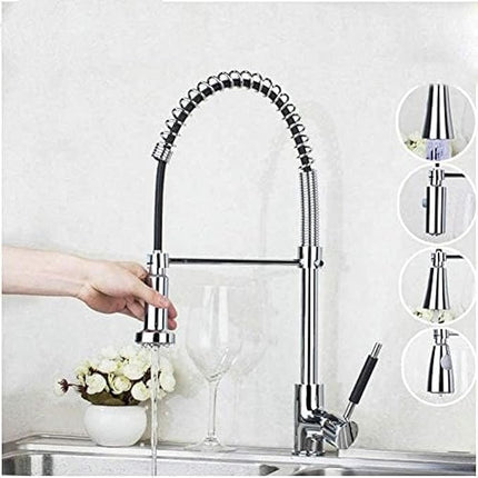 CRJUS Faucet Led Chrome Brass Orb Pull Out Down Rotated Spring Kitchen Basin Swi