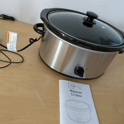 Mainstays 6 Quart Oval Slow Cooker, Stainless Steel Finish, Glass Lid