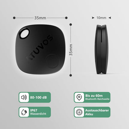 ATUVOS Air Tracker Tag 2 Pack, Luggage Tracker Key Finder Work with Apple Find M