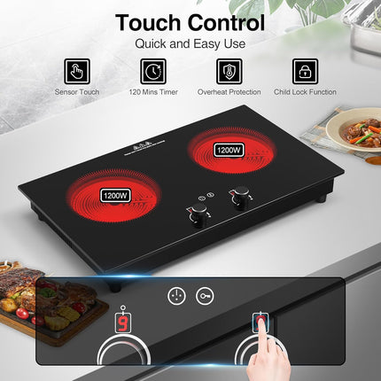 VBGK Electric Cooktop,2400W Electric Burner,Countertop and Built-in Electric Sto