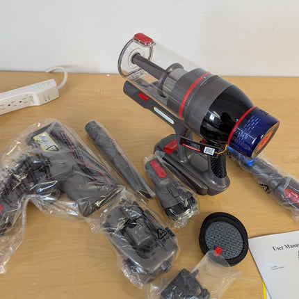 MQDXE Cordless Stick Vacuum Cleaner: 550W Powerful Suction, LED Display, 55 Min