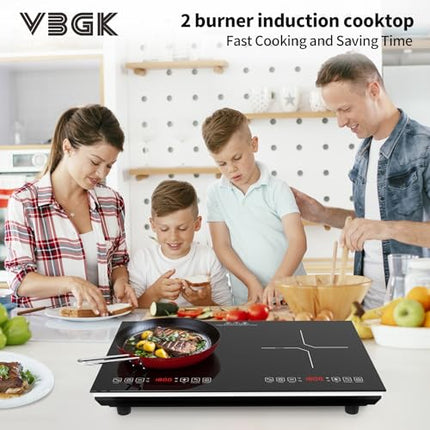 VBGK Double Induction Cooktop, 4000W Countertop Burner Hot Plate with 2 Burner,