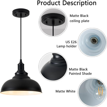 ALAISLYC 3 Pack Farmhouse Pendant Light Black Pendant Lighting for Kitchen Island