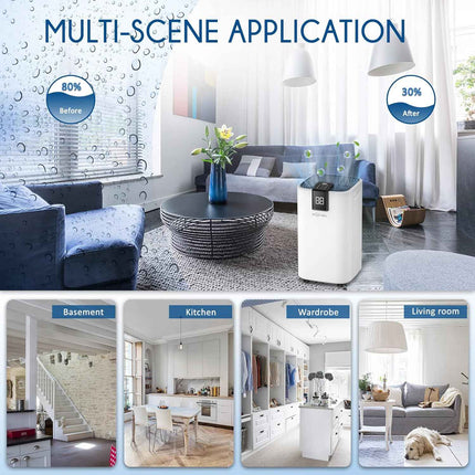 HOGARLABS 70 Pint Smart Dehumidifiers for Home and Basements, with 2 Working Mod