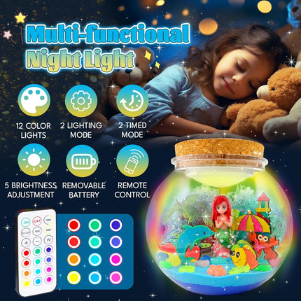 Glow in The Dark Terrarium Crafts Kit for Kids (Mermaid Terrarium)