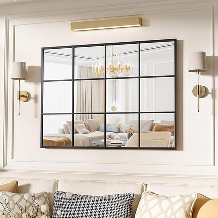 Suidia Rectangular Wall Mirror, 30" x 40" Window Decorative Mirrors, Metal Frame