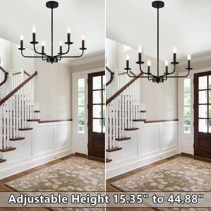 JZQWCK Chandeliers Ceiling Lights, 6-Light Modern Black Farmhouse Chandelier for