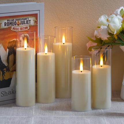 Yeelida Acrylic Flameless Flickering Candles with Remote Control and Timer, Batt