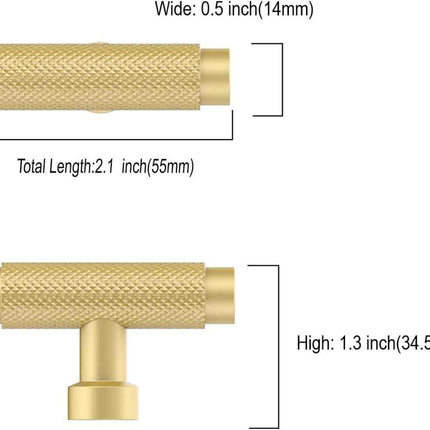 Amerdeco 8 Pack Brushed Gold Knurled Cabinet Knobs Kitchen Cabinet Pulls for Dra