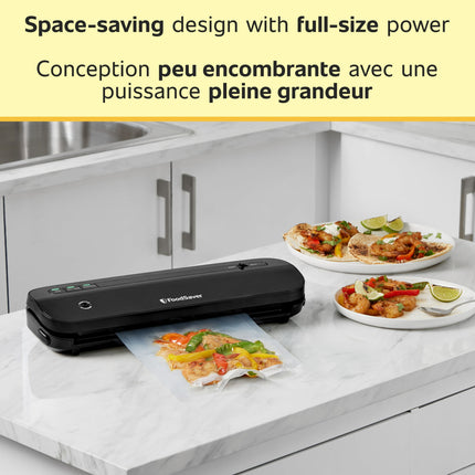 FoodSaver VS1210 Space Saving Vacuum Sealer with 1 Roll and 4 Bags