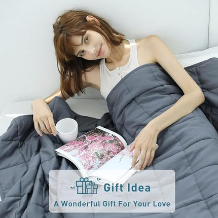 Weighted Idea Weighted Blanket for Adults (Dark Grey,60"x80",15lbs) Cooling Brea