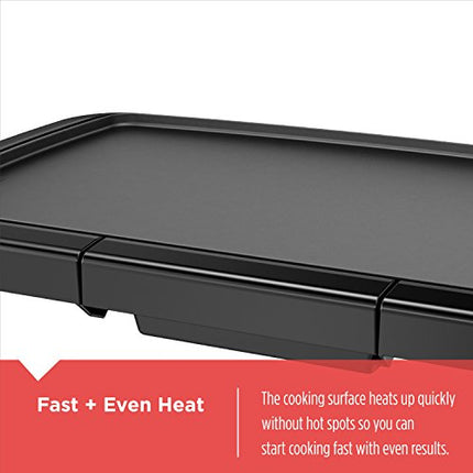 BLACK+DECKER GD2011B Family Sized Electric Griddle, 20 x 11-Inch, Black