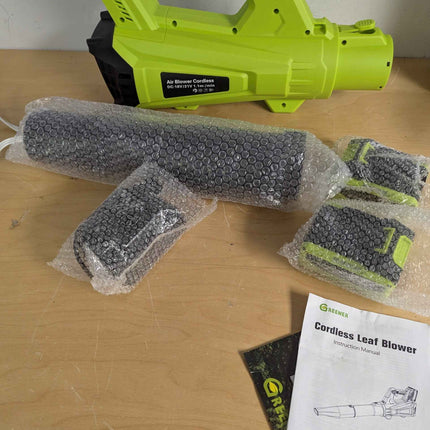 GREENER 21V Leaf Blower Cordless - 600CFM/160MPH Turbo Mode Electric Leaf Blower